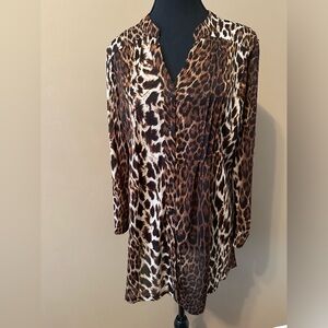 Leopard Tunic with Tab Sleeve